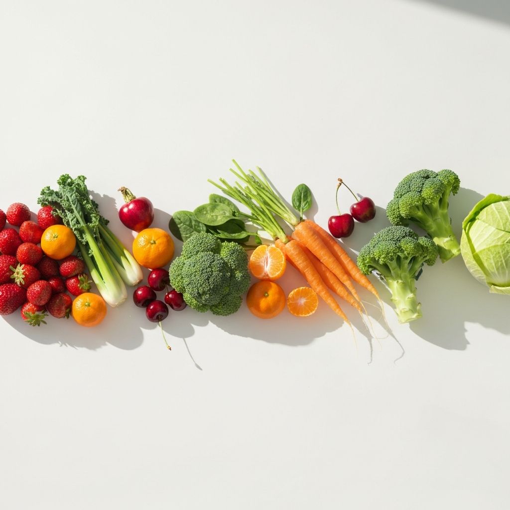 Fresh vegetables and fruits representing balanced nutrition