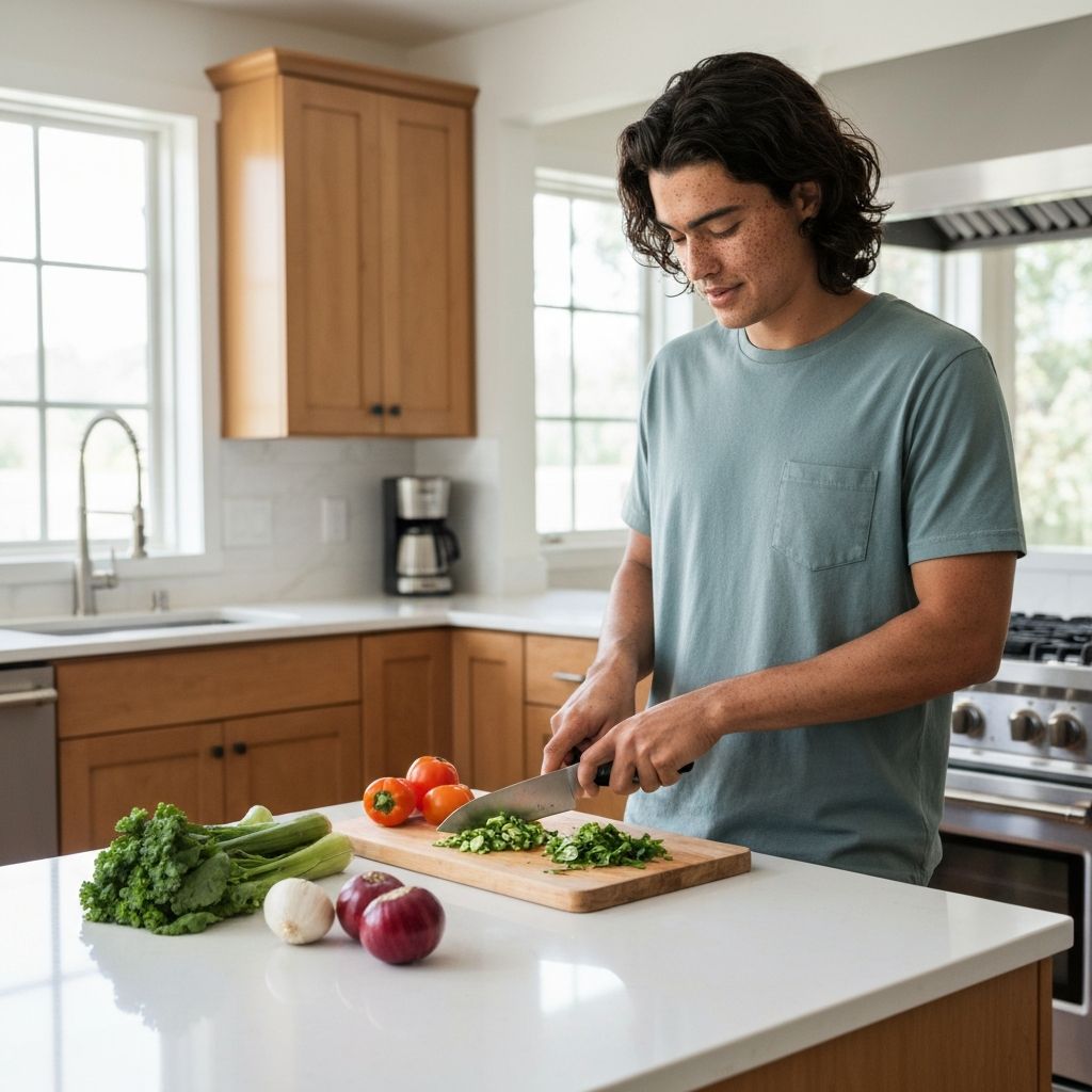 Person preparing healthy meal at home